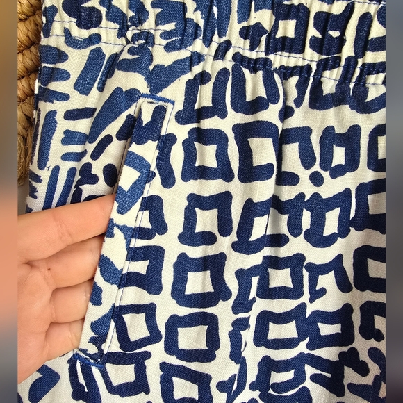 Lilly Pulitzer, New, Aden Linen Tassel Ankle Pants Indigo Home Slice SZ Small - Picture 4 of 11